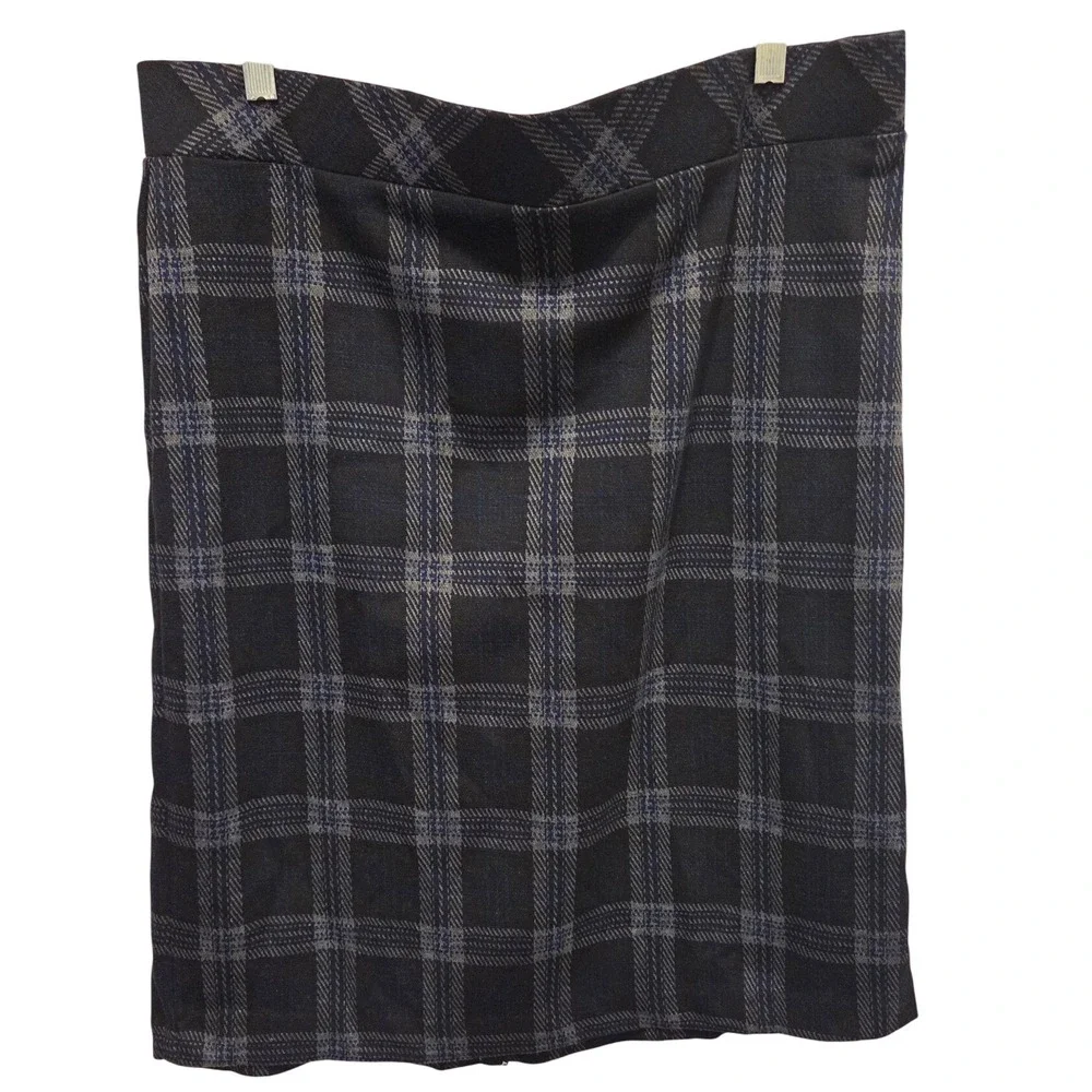 Kim Rogers XL Black Plaid Pencil Skirt Career Business Casual‎ Office Ladies